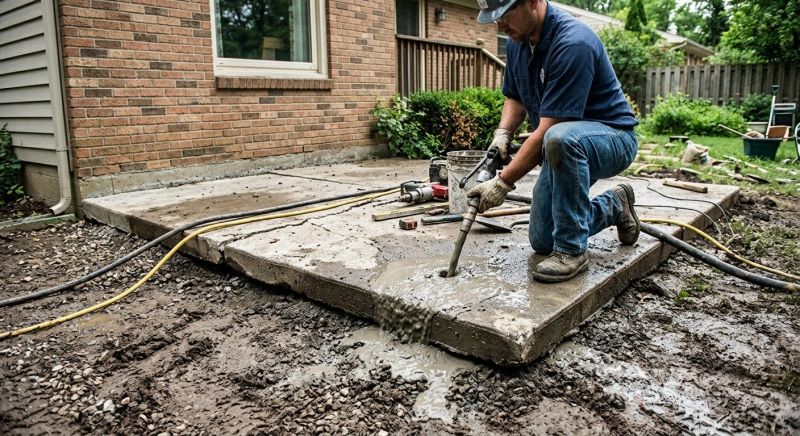 Concrete Patio Raising in West Des Moines, IA